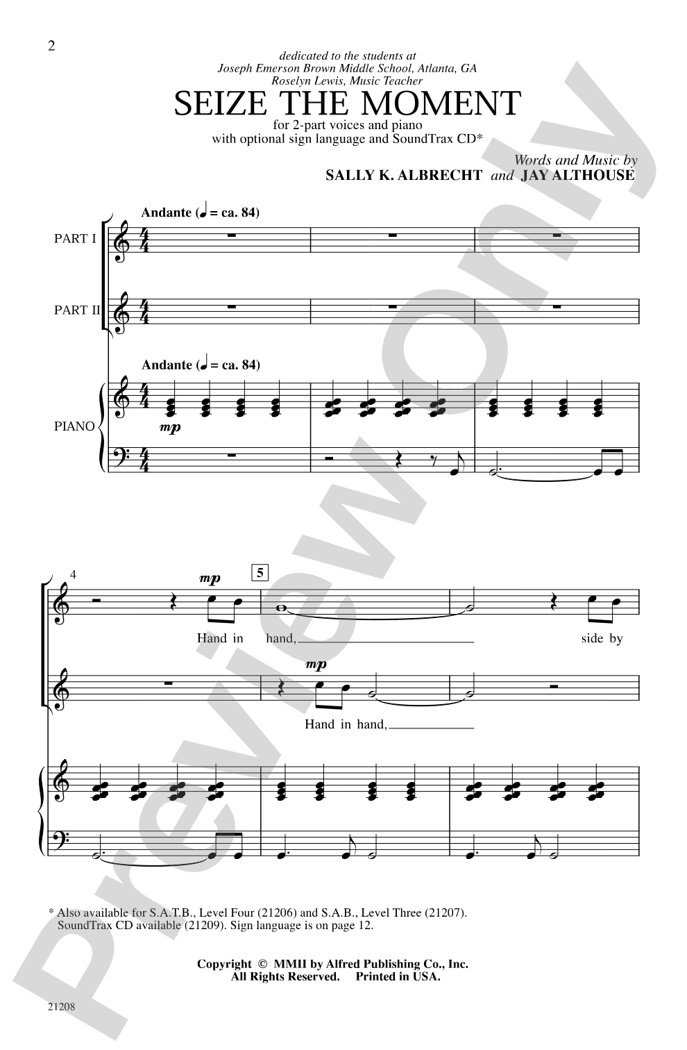 Seize the Moment: 2-Part (with Opt. Sign Language) Choral Octavo
