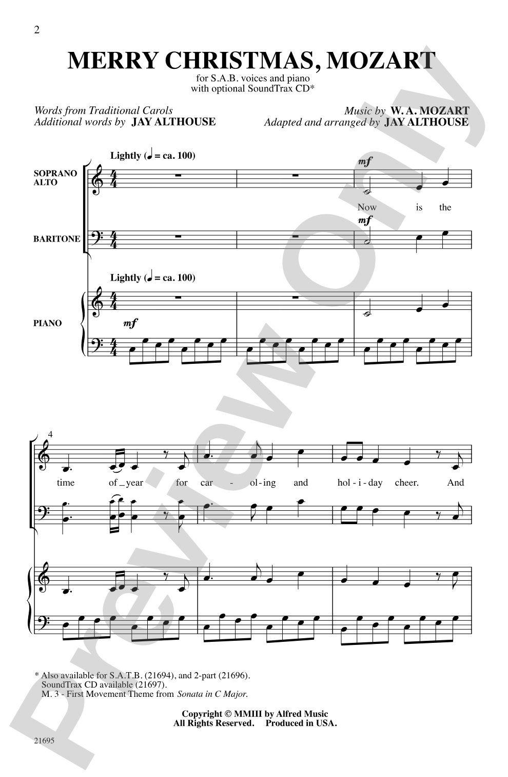Merry Christmas, Mozart: SAB Choral Octavo