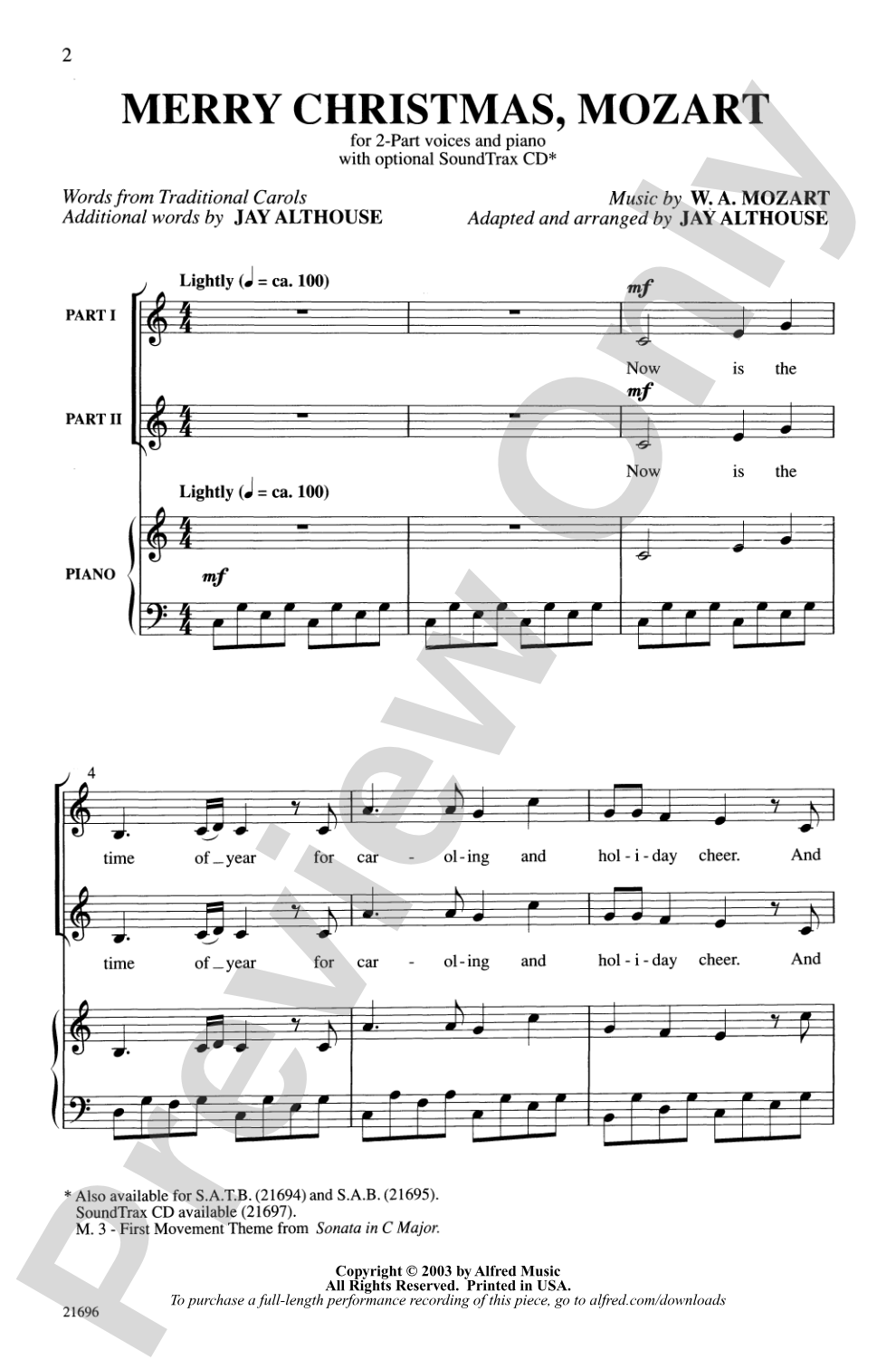 Merry Christmas, Mozart: 2-Part Choral Octavo