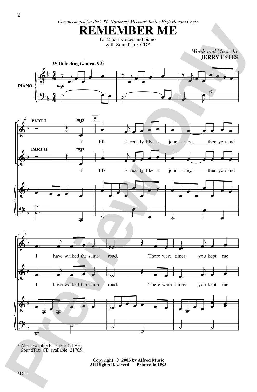 Remember Me: 2-Part Choral Octavo