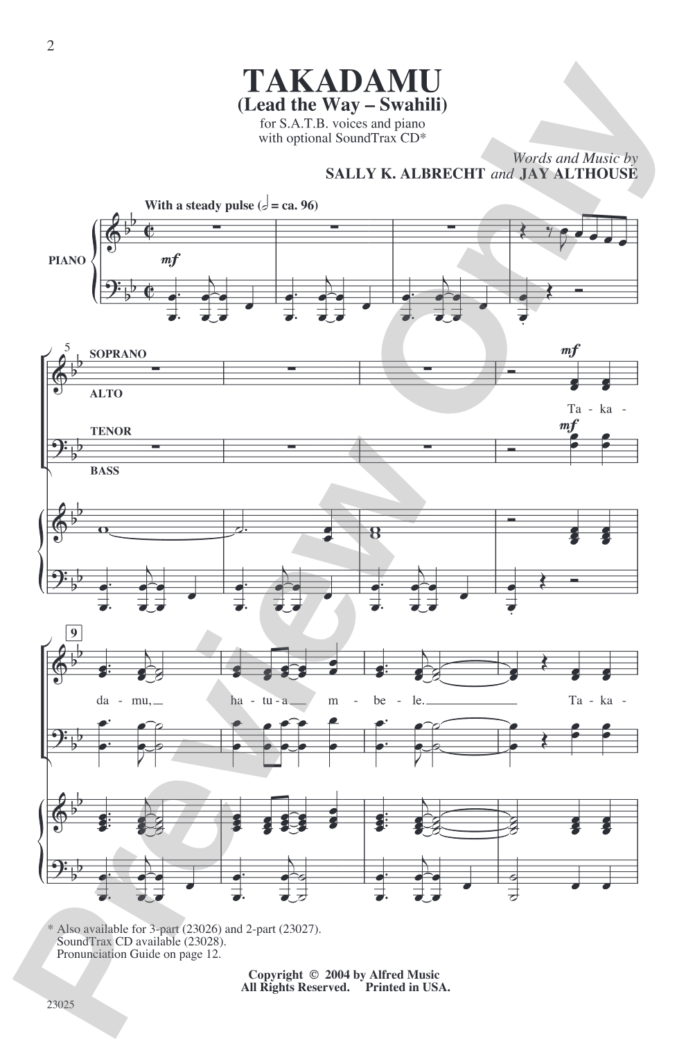 Takadamu: SATB Choral Octavo