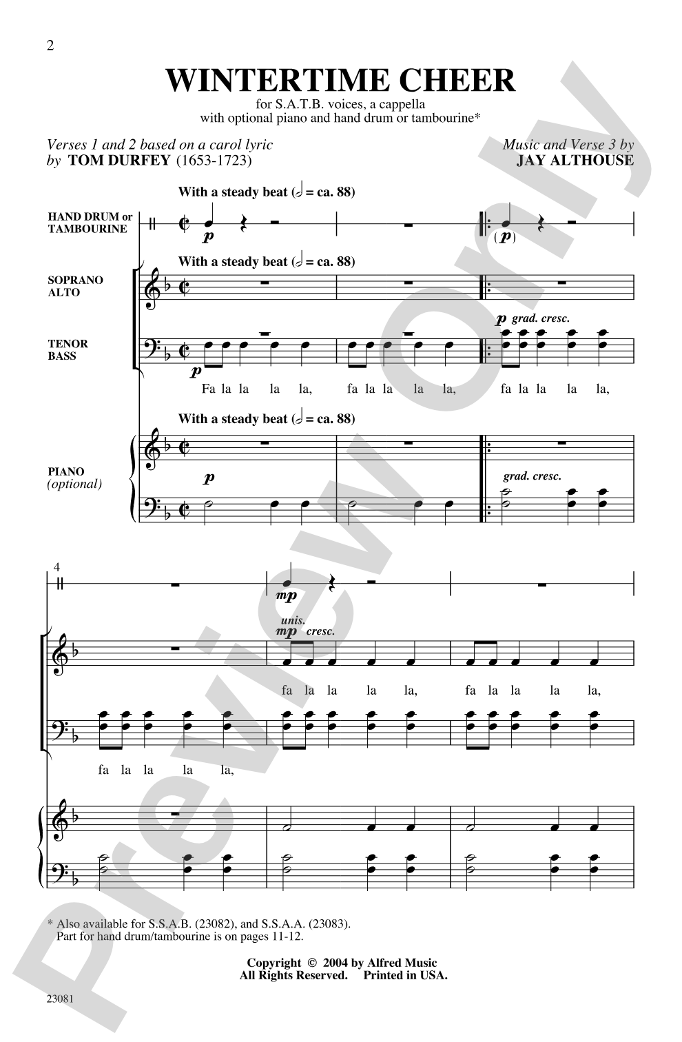 Wintertime Cheer: SATB, <i>a cappella</i> Choral Octavo