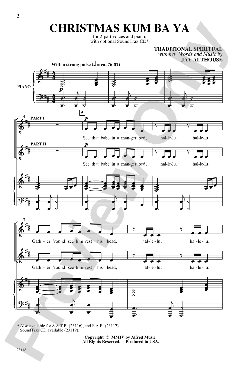 Christmas Kum Ba Ya: 2-Part Choral Octavo