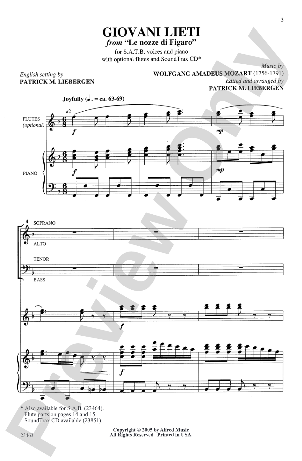 Giovani Lieti: SATB Choral Octavo