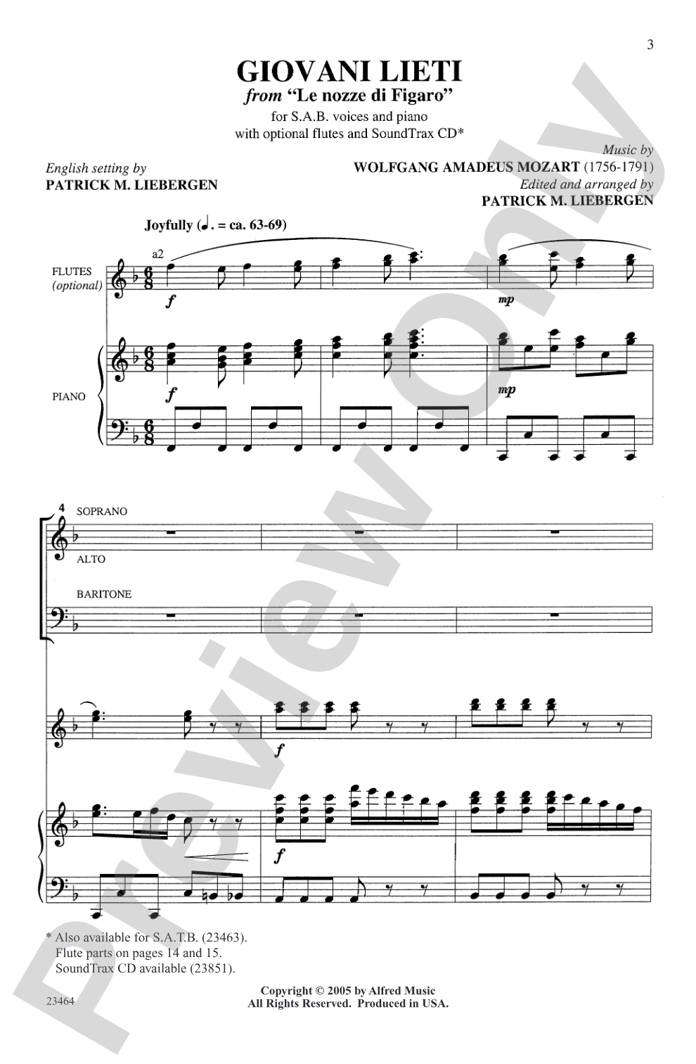 Giovani Lieti: SAB Choral Octavo