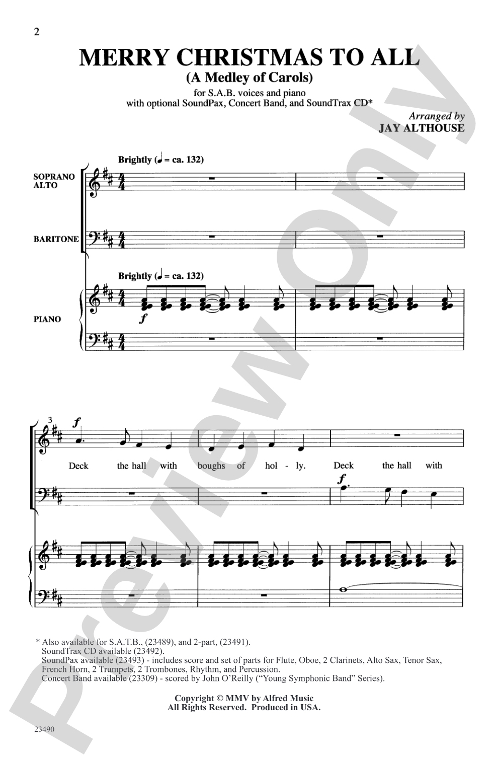 Merry Christmas to All: SAB Choral Octavo