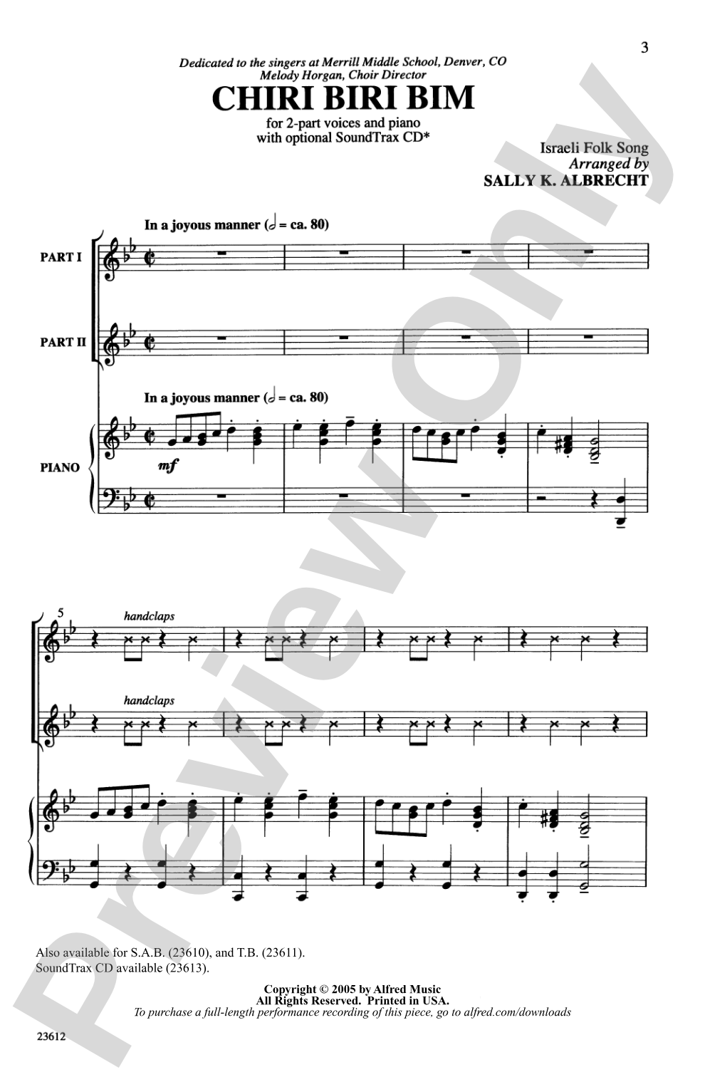 Chiri Biri Bim: 2-Part Choral Octavo
