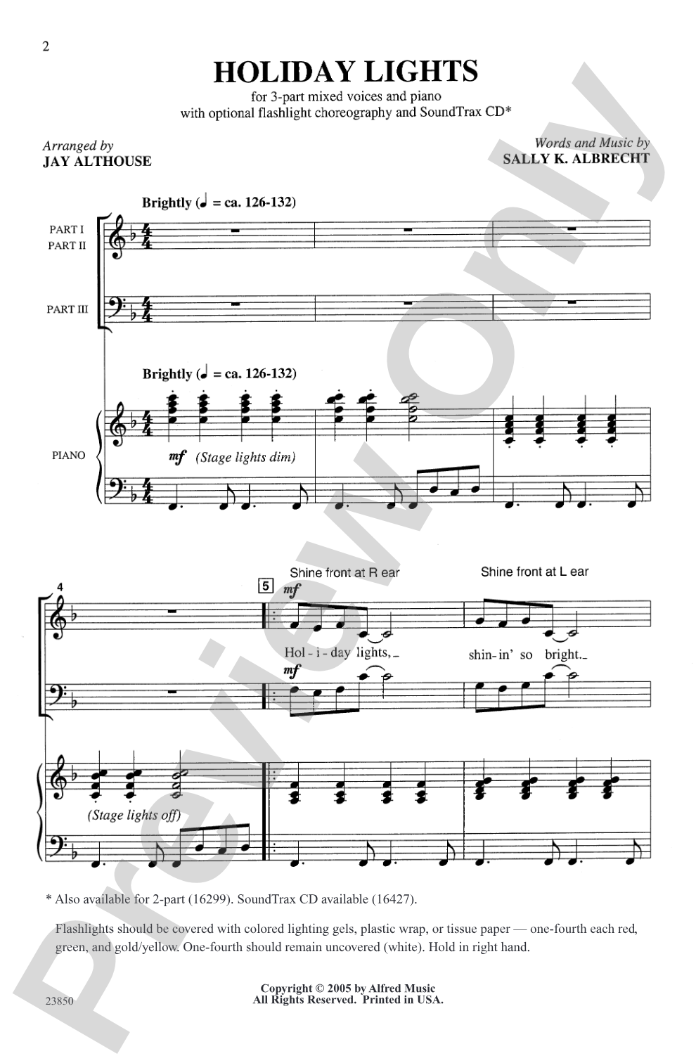 Holiday Lights: 3-Part Mixed (with Opt. Flashlight Choreography) Choral Octavo