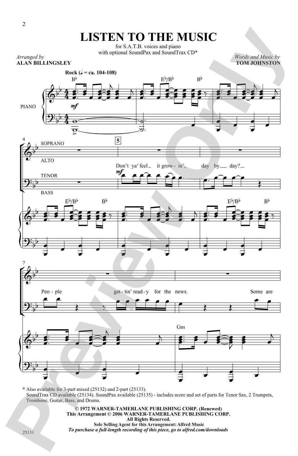 Listen to the Music: SATB Choral Octavo