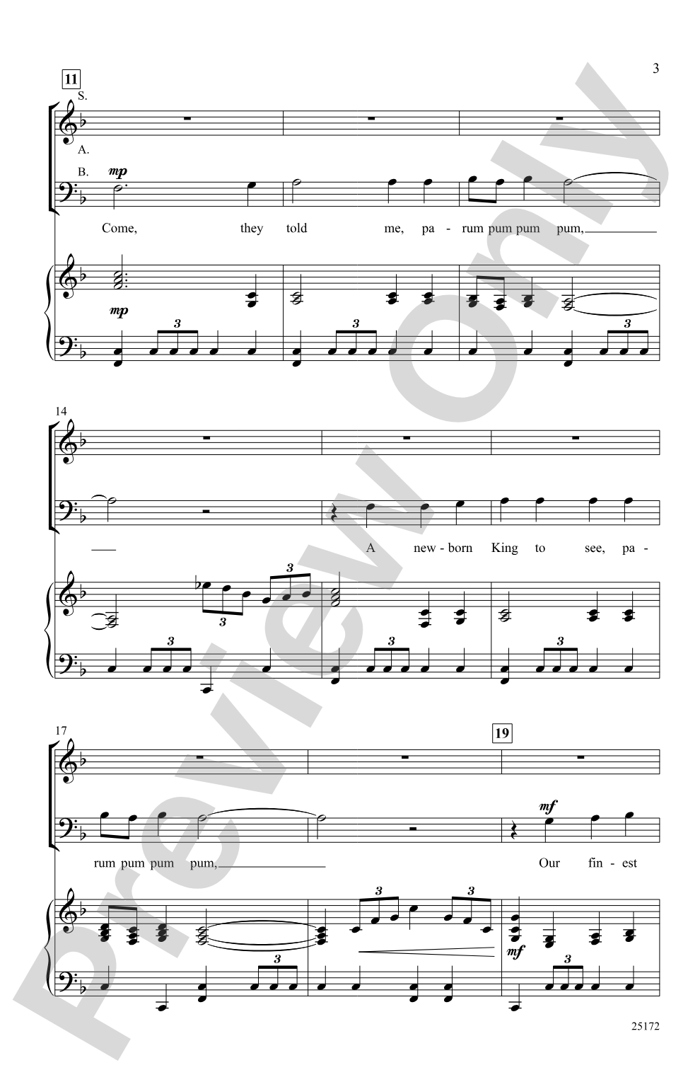 The Little Drummer Boy: SSAB Choral Octavo