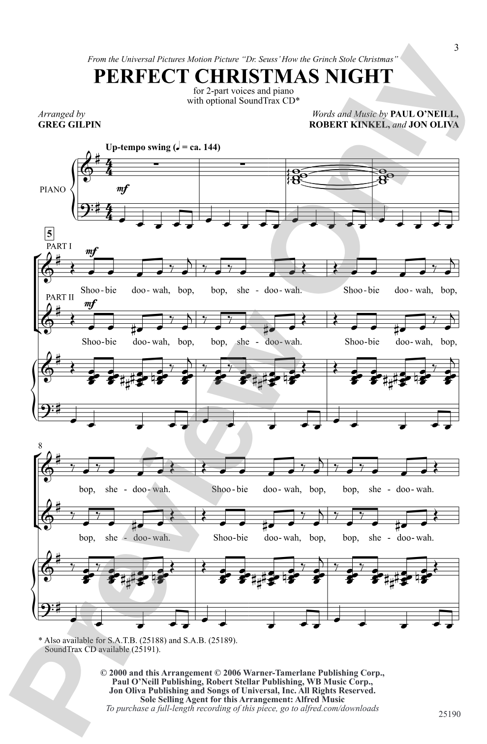 Perfect Christmas Night: 2-Part Choral Octavo
