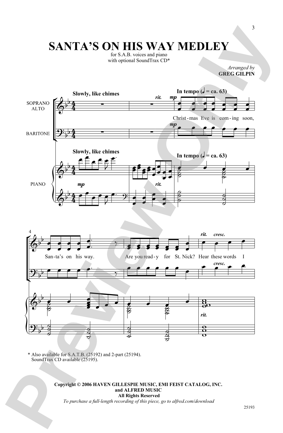 Santa's on His Way Medley: SAB Choral Octavo