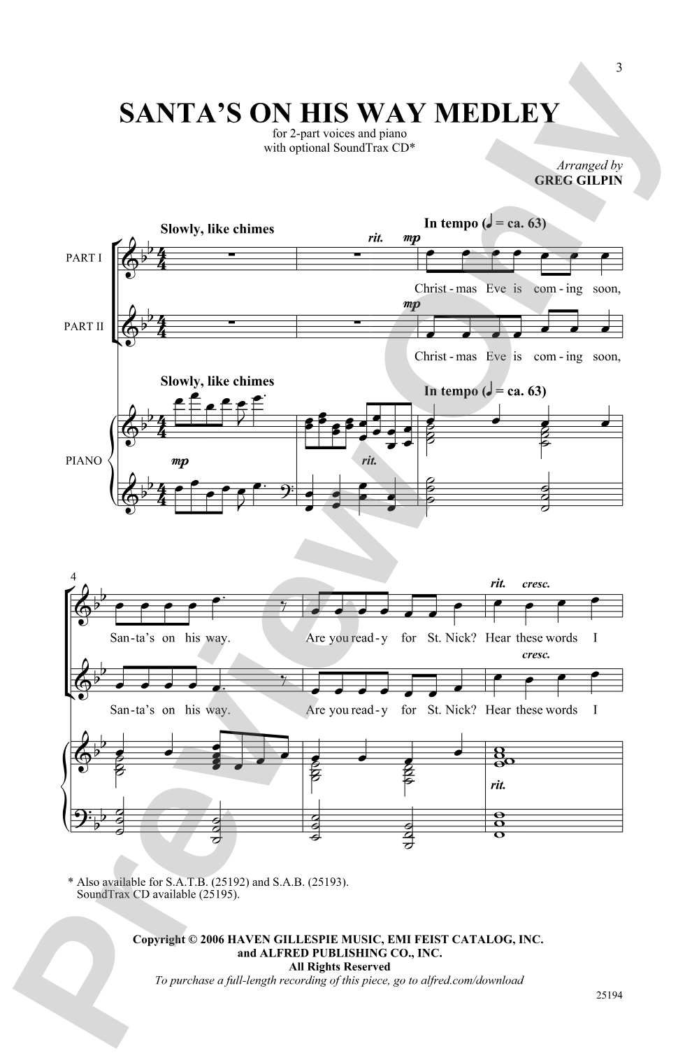 Santa's on His Way Medley: 2-Part Choral Octavo