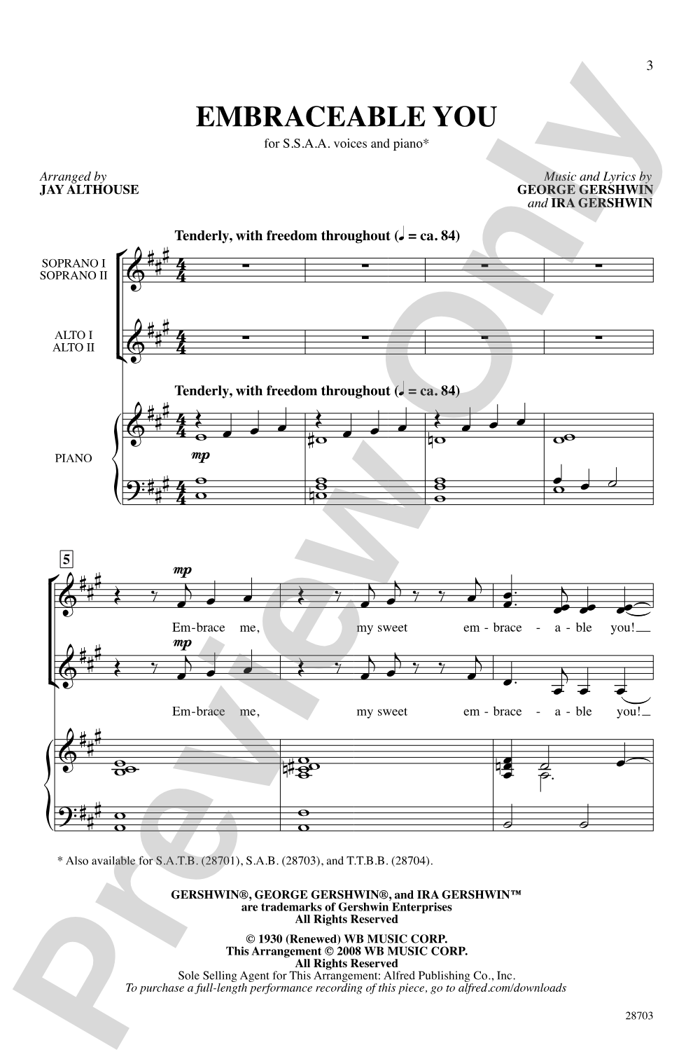 Embraceable You: SSAA Choral Octavo