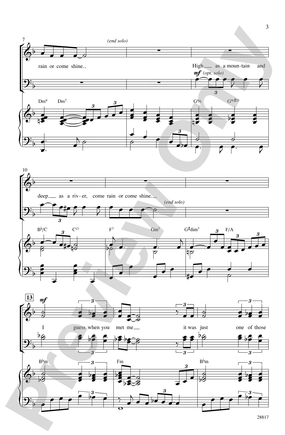 Come Rain or Come Shine: SATB Choral Octavo