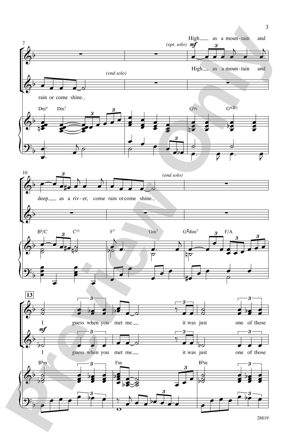 Come Rain or Come Shine: SSA Choral Octavo