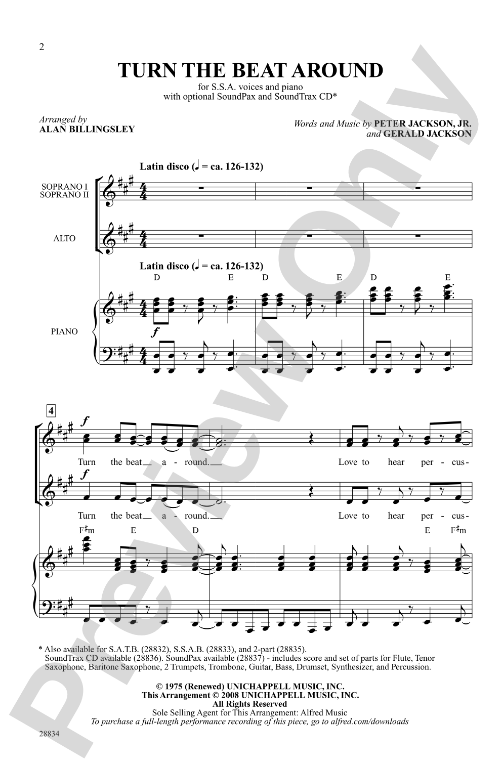 Turn the Beat Around: SSA Choral Octavo