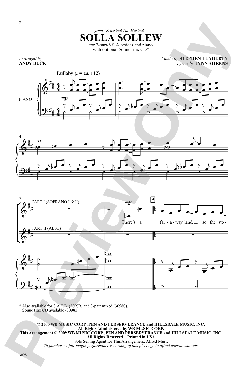 Solla Sollew: 2-Part / SSA Choral Octavo