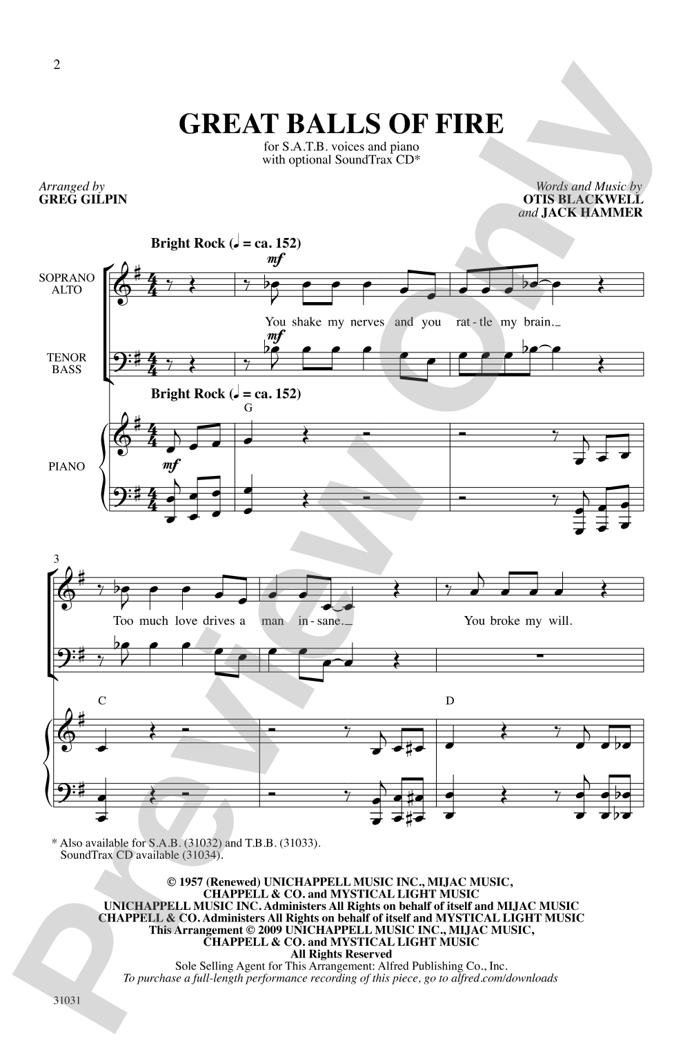 Great Balls of Fire: SATB Choral Octavo