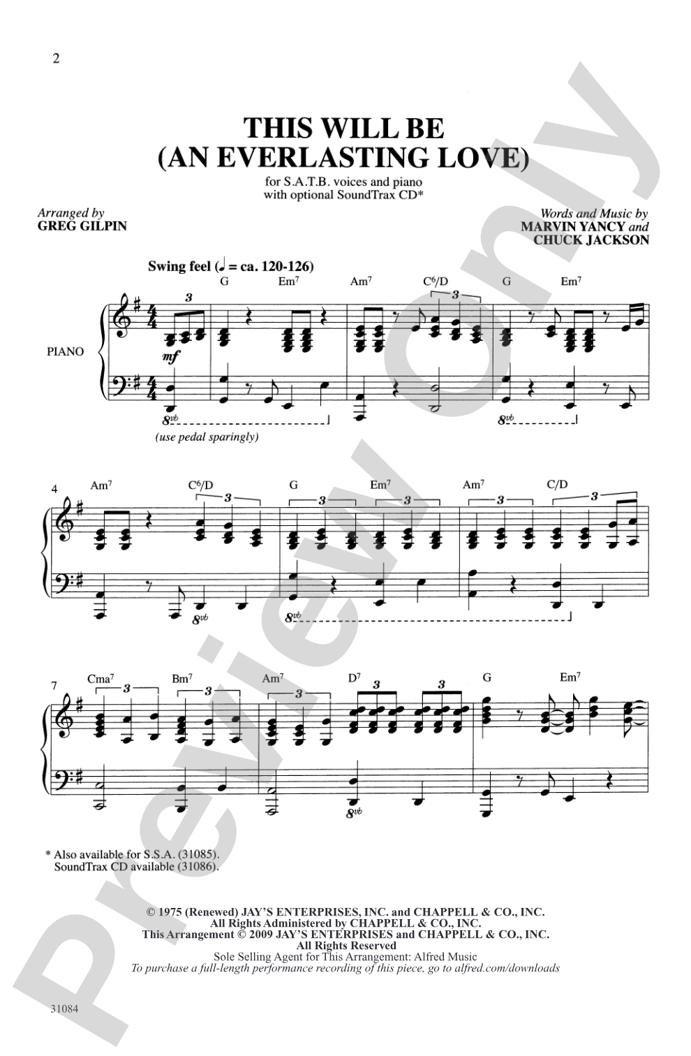This Will Be (An Everlasting Love): SATB Choral Octavo