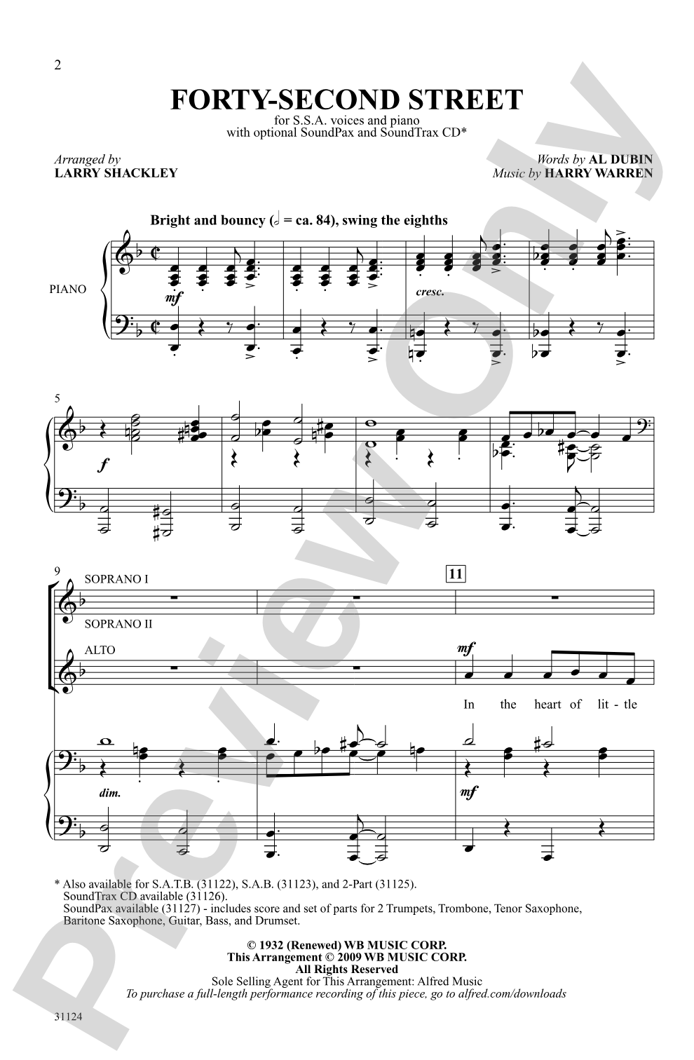 Forty-Second Street: SSA Choral Octavo