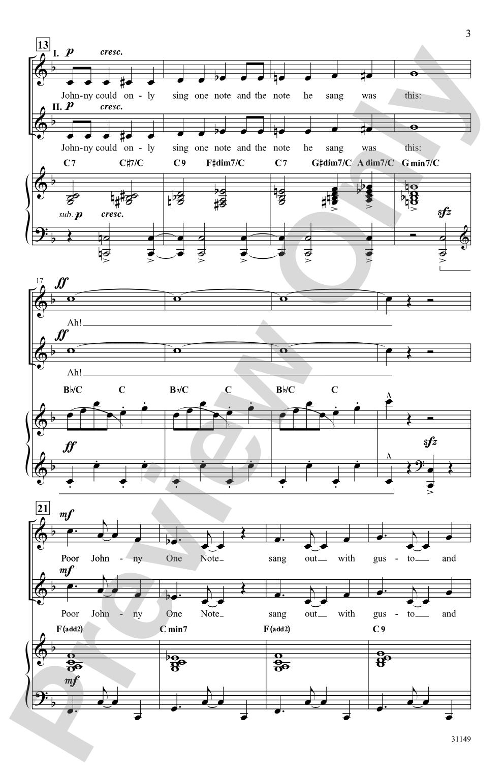 Johnny One Note: 2-Part Choral Octavo