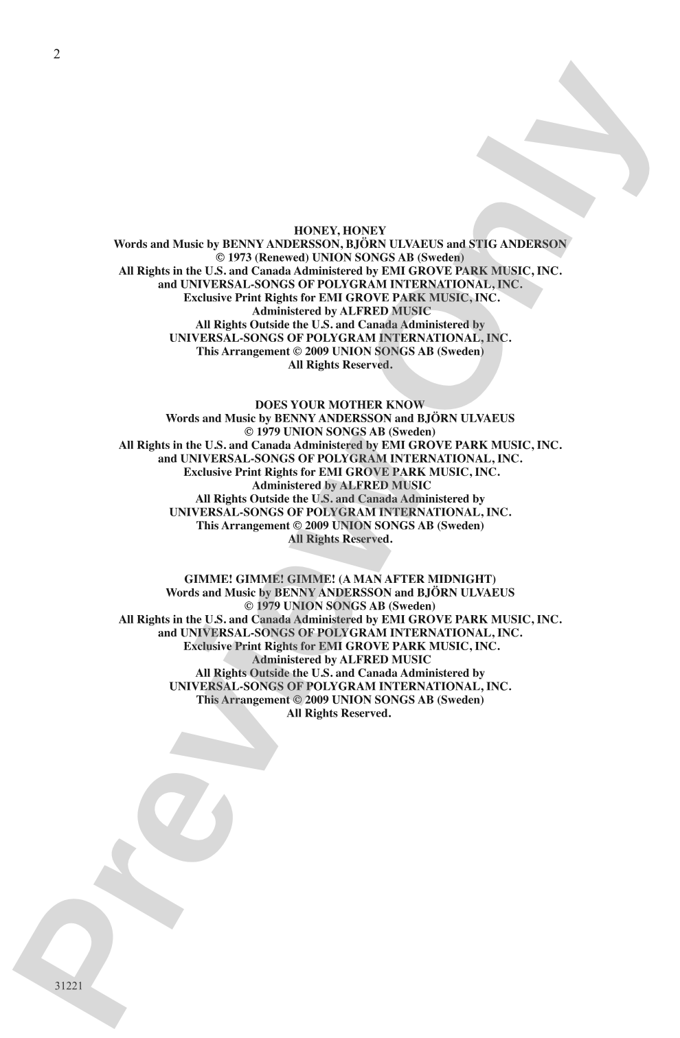 Girls Gone ABBA (A Medley): SSA Choral Octavo