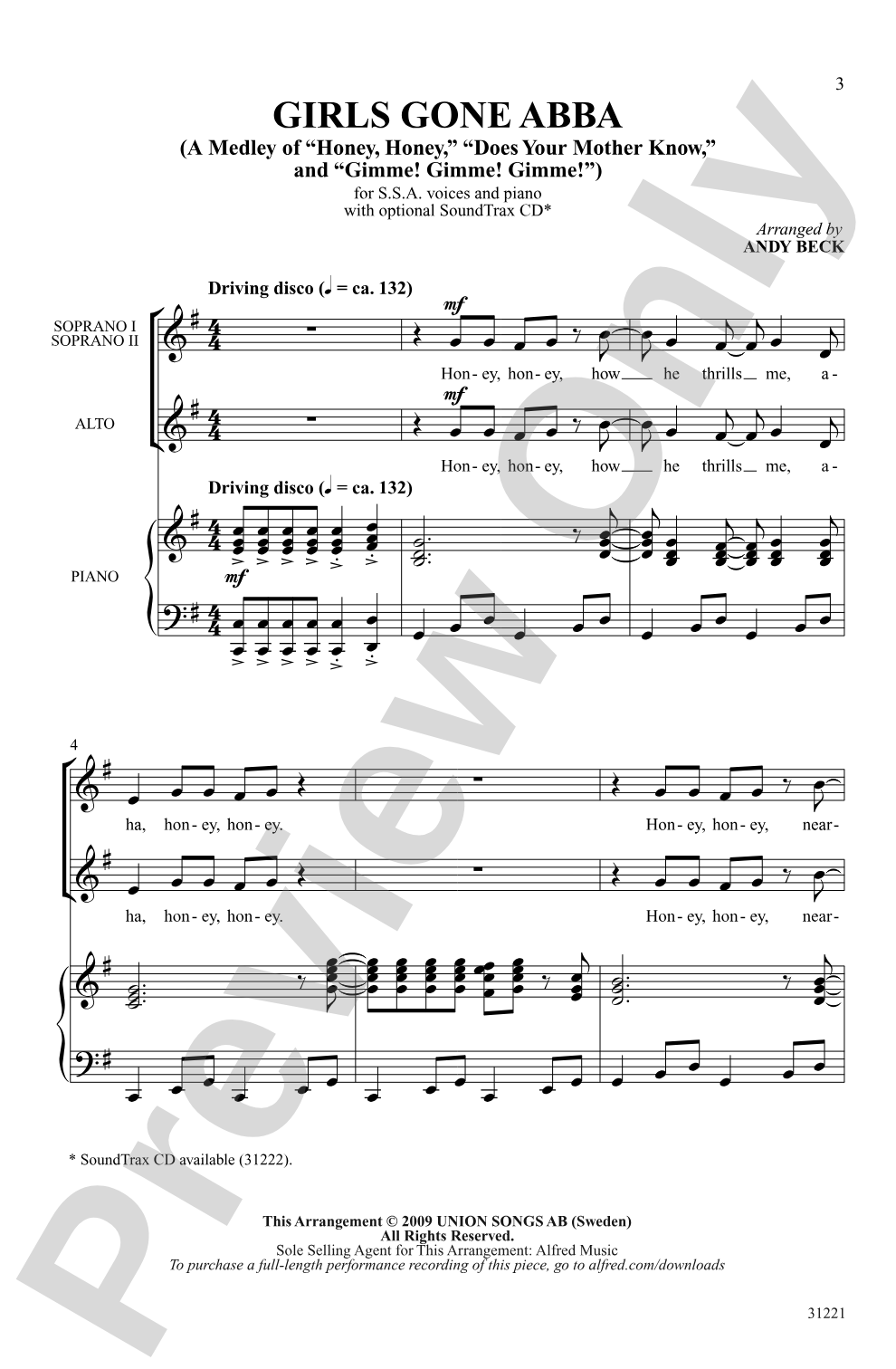 Girls Gone ABBA (A Medley): SSA Choral Octavo
