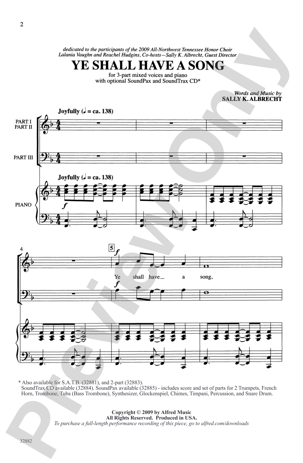 Ye Shall Have a Song: 3-Part Mixed Choral Octavo