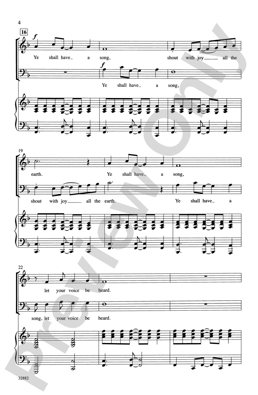 Ye Shall Have a Song: 3-Part Mixed Choral Octavo