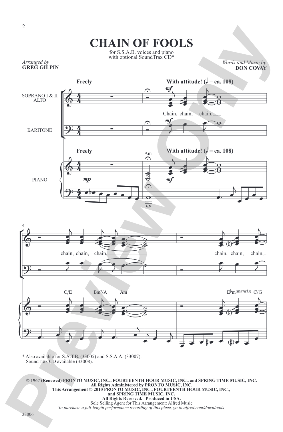 Chain of Fools: SSAB Choral Octavo
