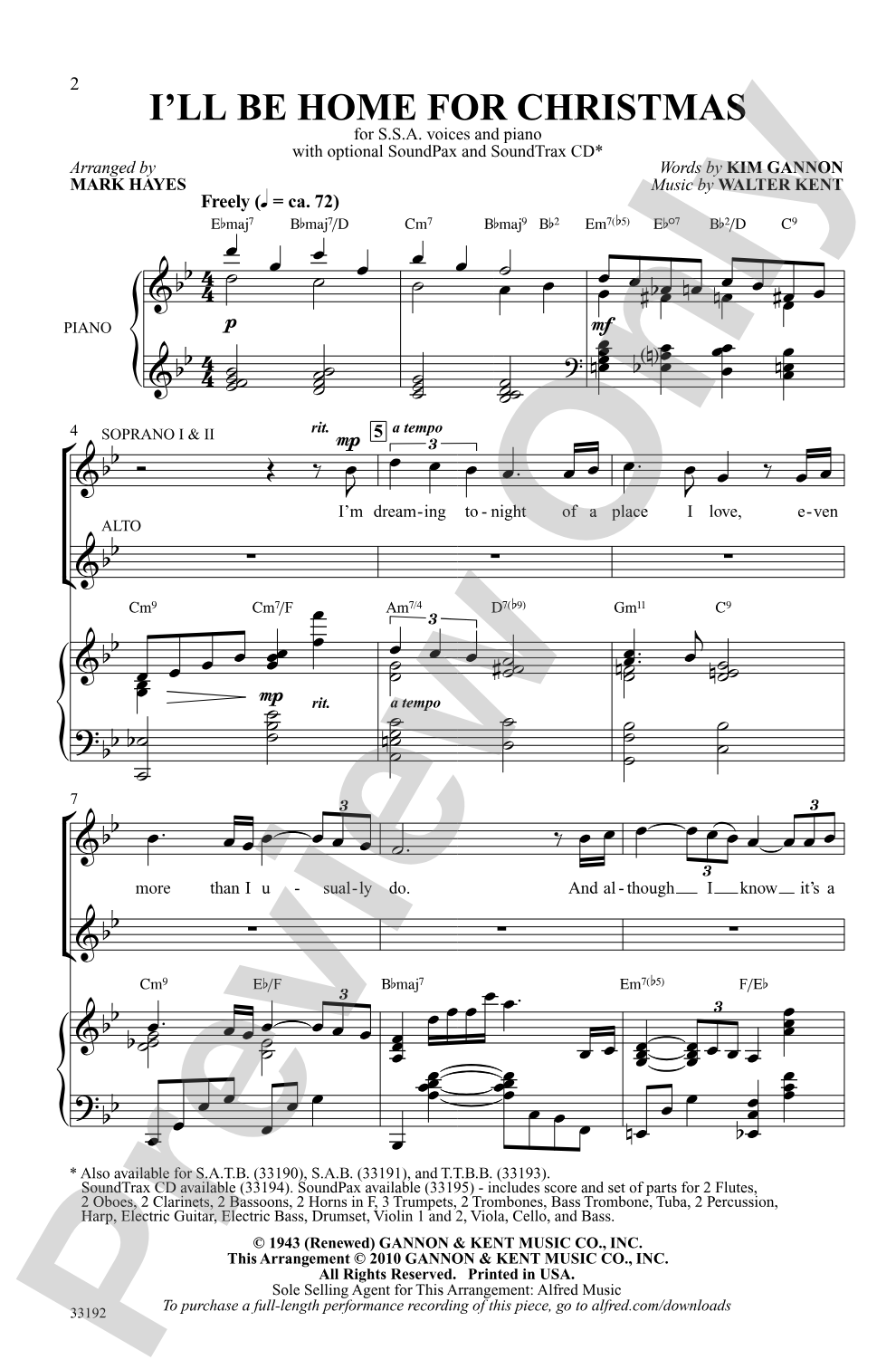 I'll Be Home for Christmas: SSA Choral Octavo