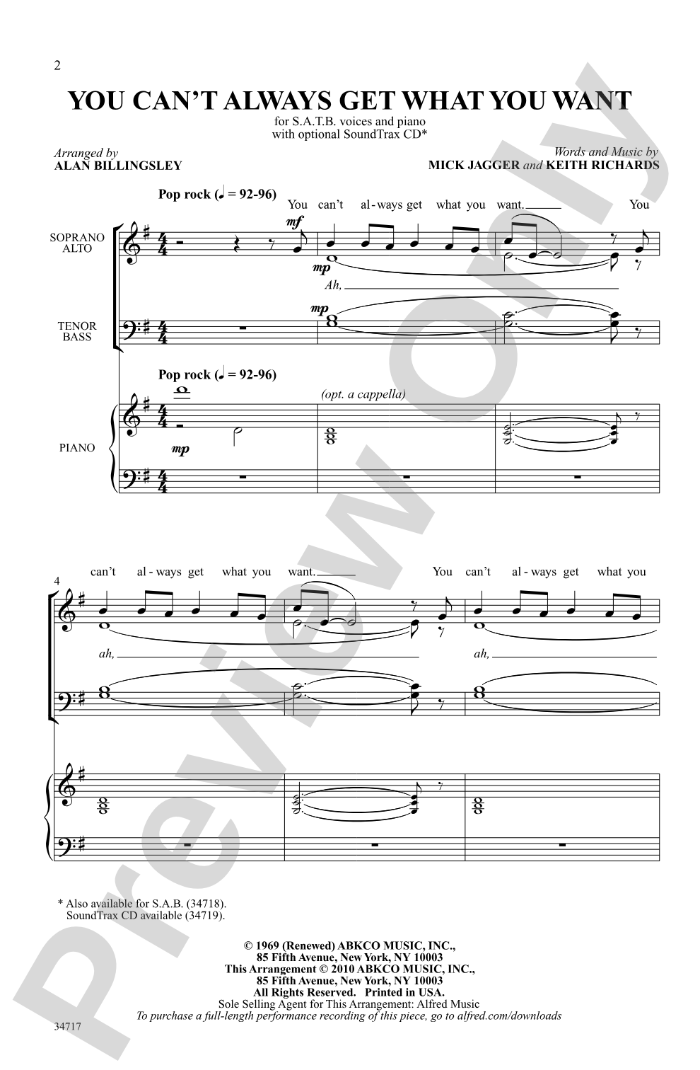 You Can't Always Get What You Want: SATB Choral Octavo