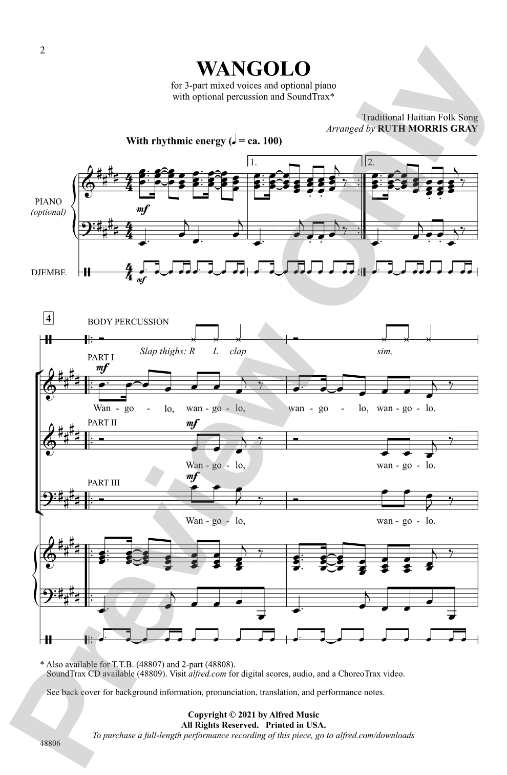 Wangolo: 3-Part Mixed, opt. <I>a cappella</I> Choral Octavo
