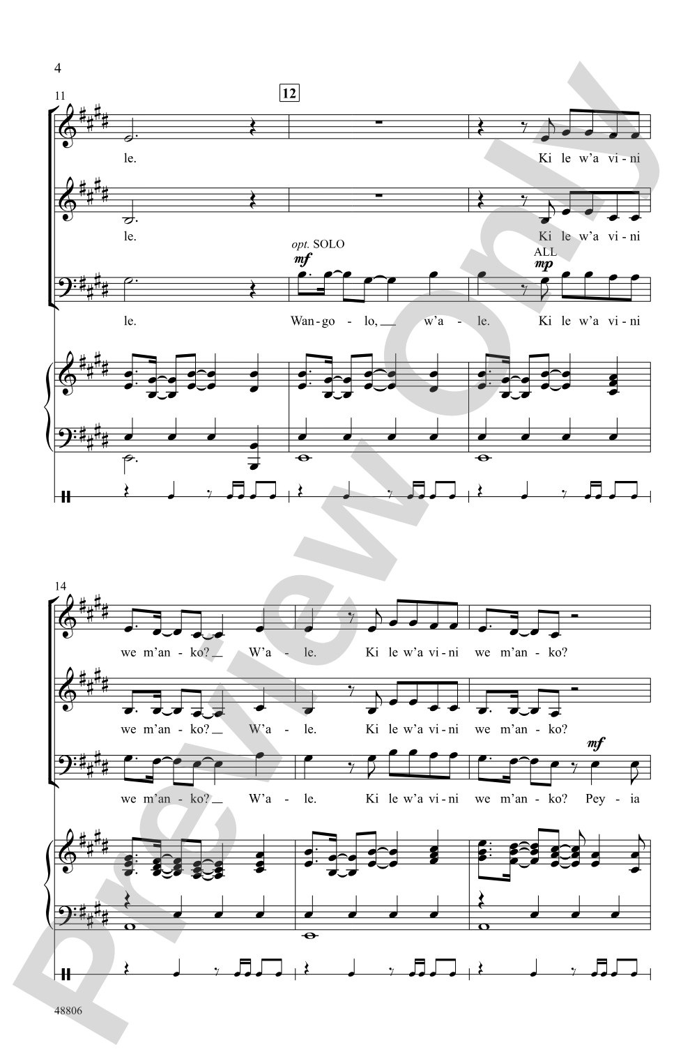 Wangolo: 3-Part Mixed, opt. <I>a cappella</I> Choral Octavo