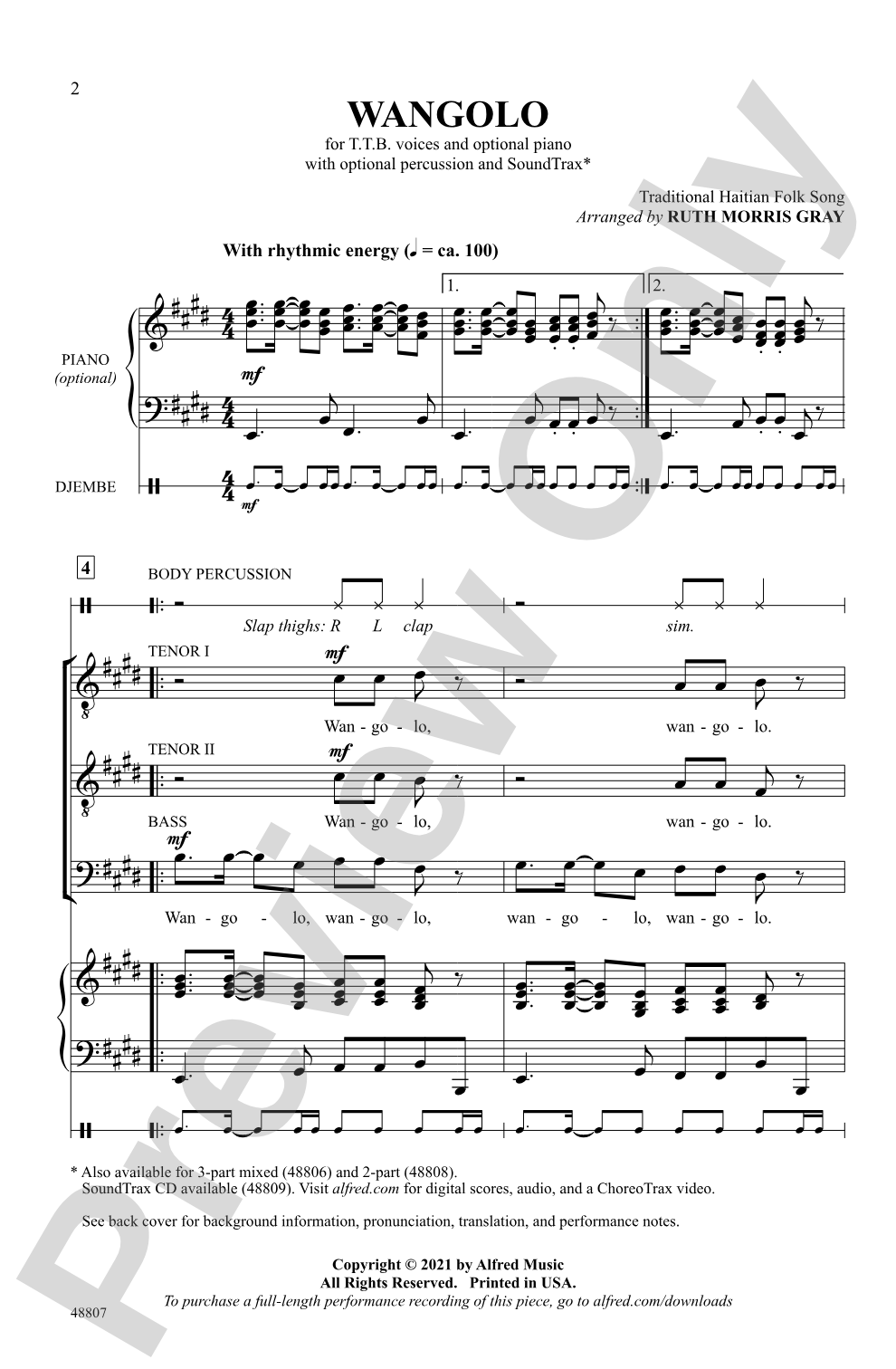 Wangolo: TTB, opt. <I>a cappella</I> Choral Octavo