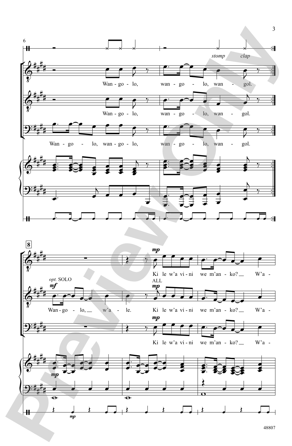 Wangolo: TTB, opt. <I>a cappella</I> Choral Octavo
