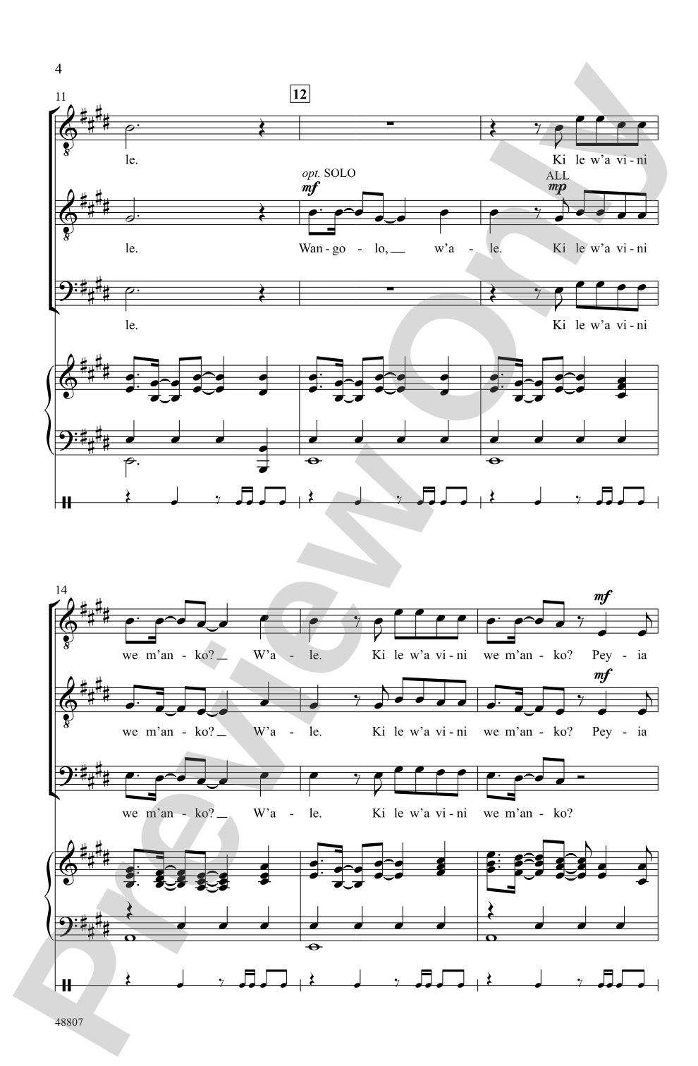 Wangolo: TTB, opt. <I>a cappella</I> Choral Octavo