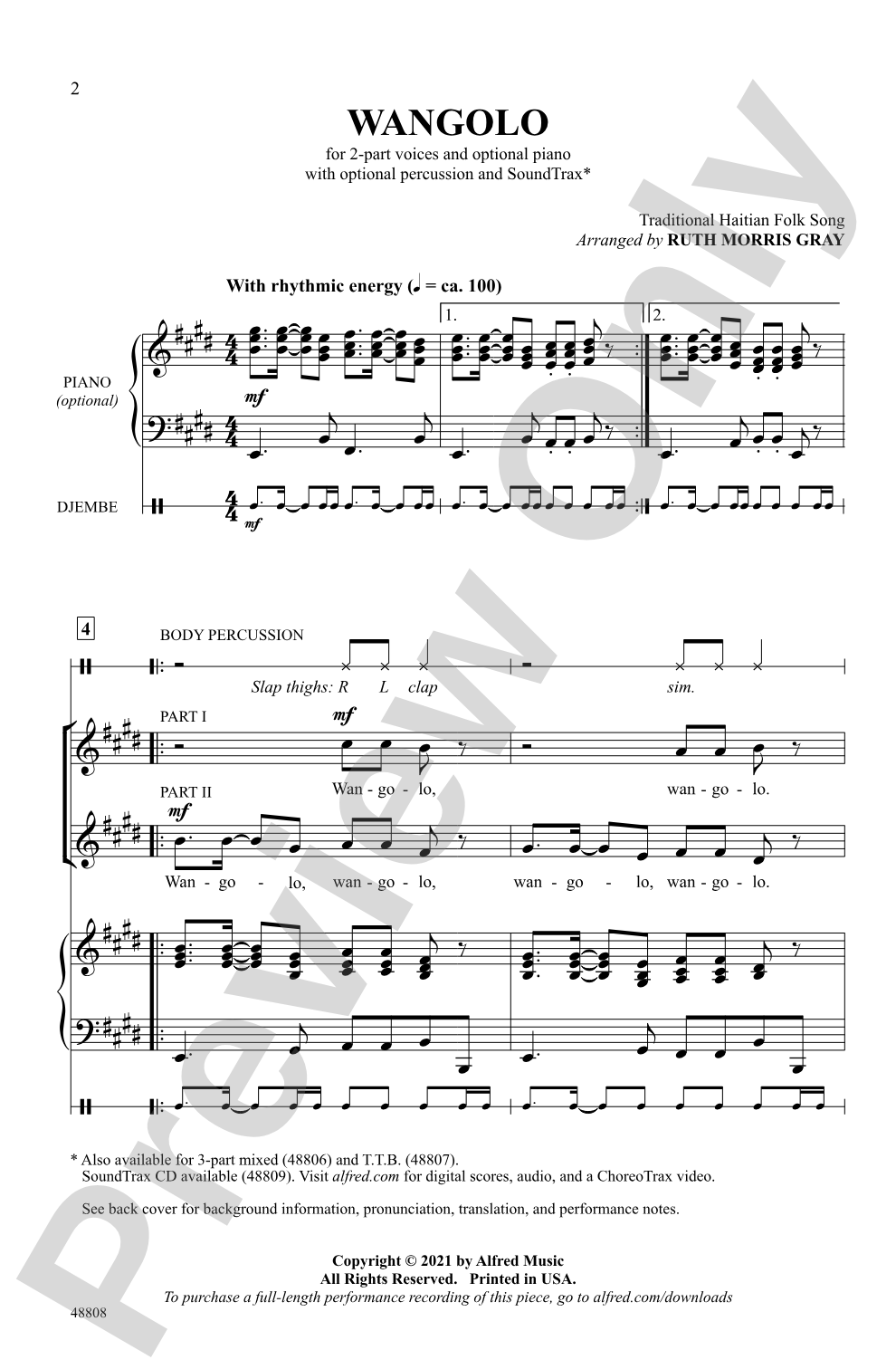 Wangolo: 2-Part, opt. <i>a cappella</i> Choral Octavo