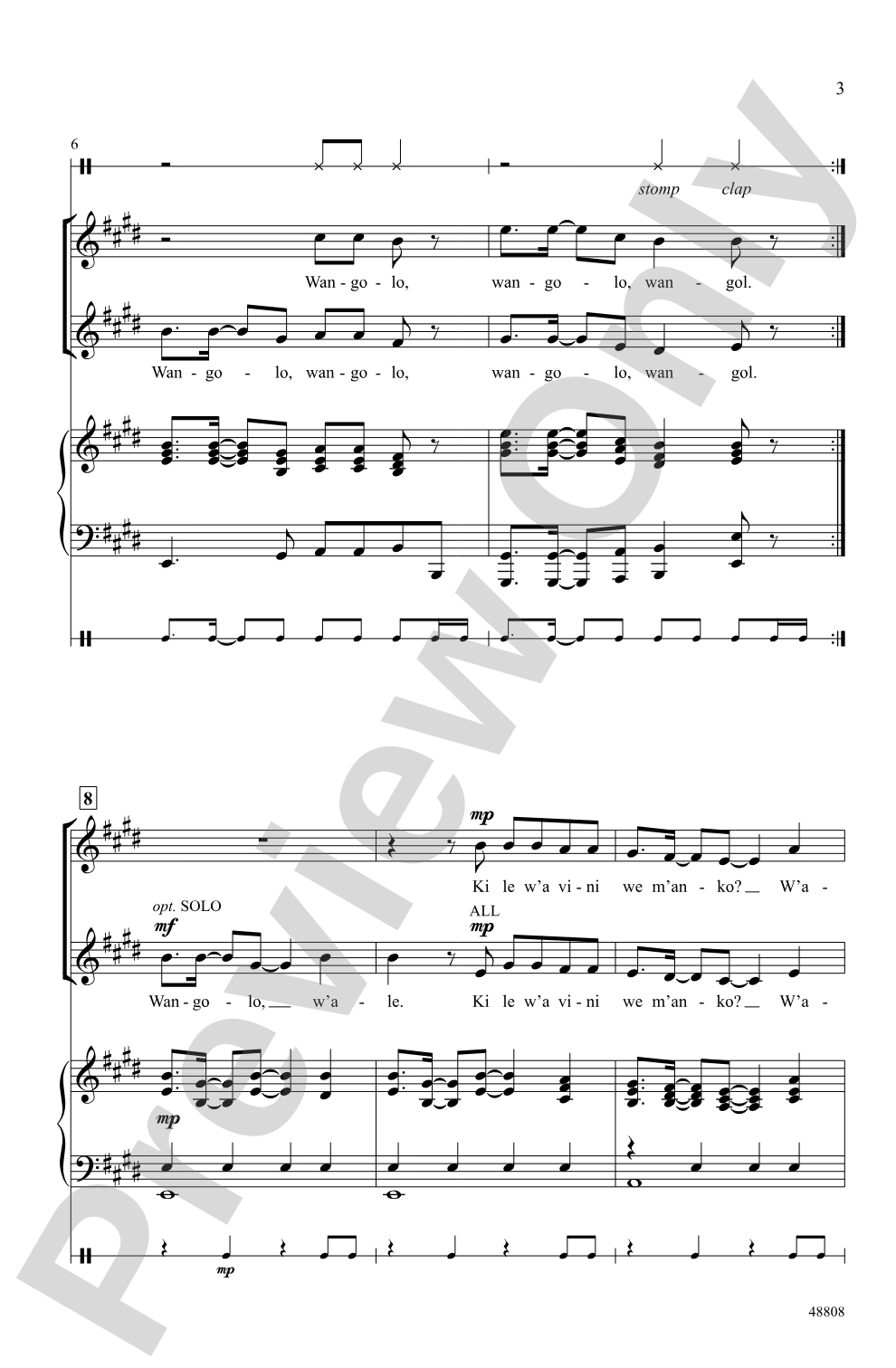 Wangolo: 2-Part, opt. <i>a cappella</i> Choral Octavo