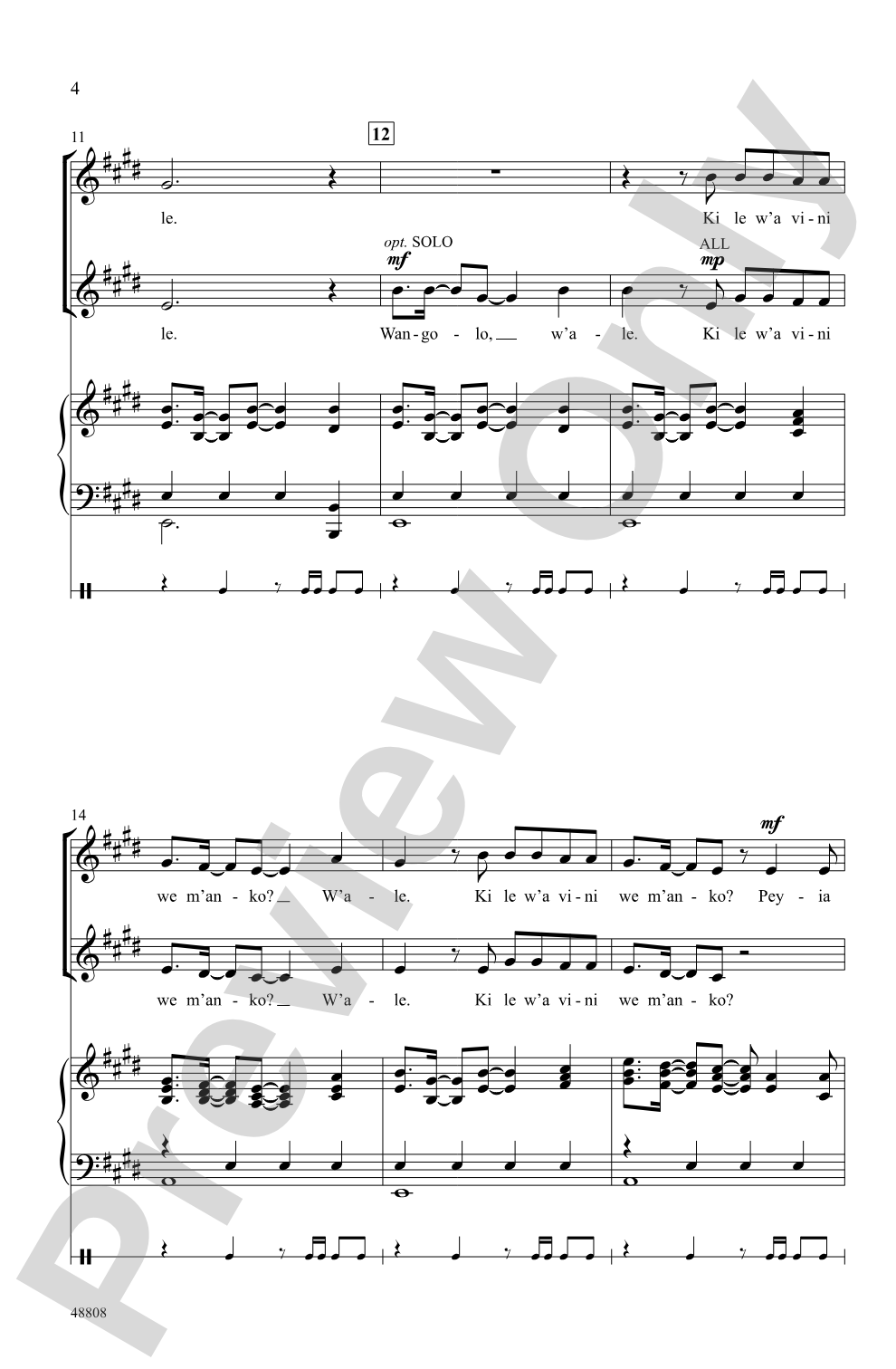 Wangolo: 2-Part, opt. <i>a cappella</i> Choral Octavo