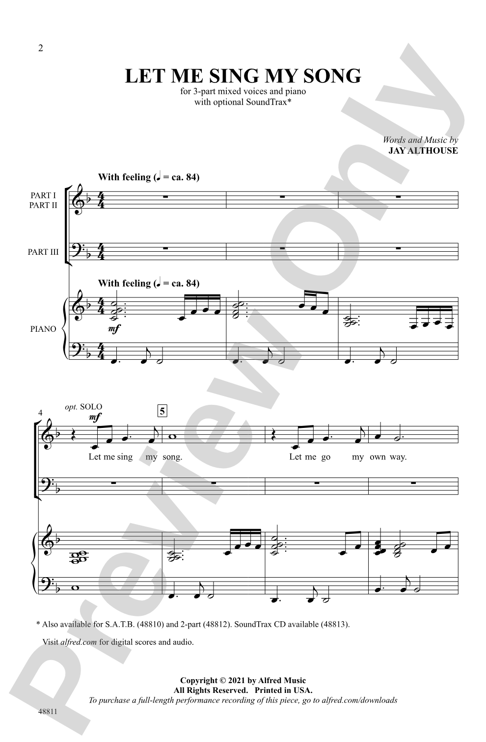 Let Me Sing My Song: 3-Part Mixed Choral Octavo