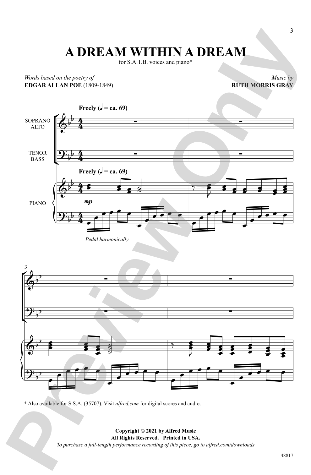 A Dream Within a Dream: SATB Choral Octavo