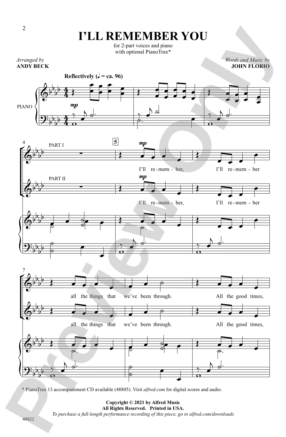 I'll Remember You: 2-Part Choral Octavo