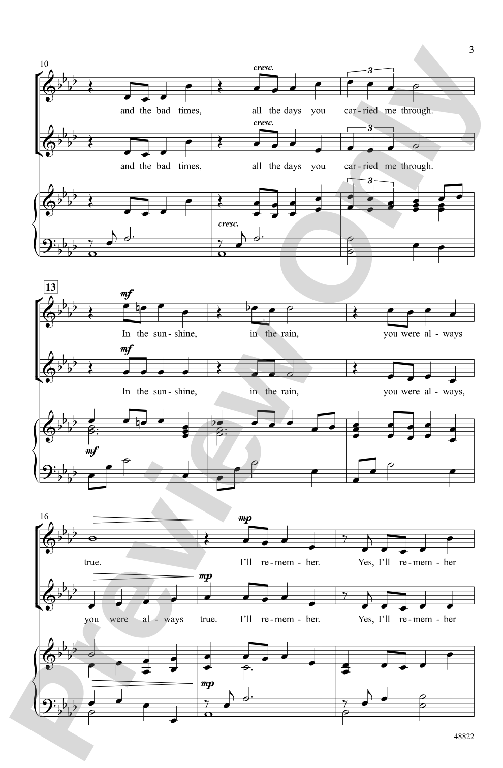 I'll Remember You: 2-Part Choral Octavo