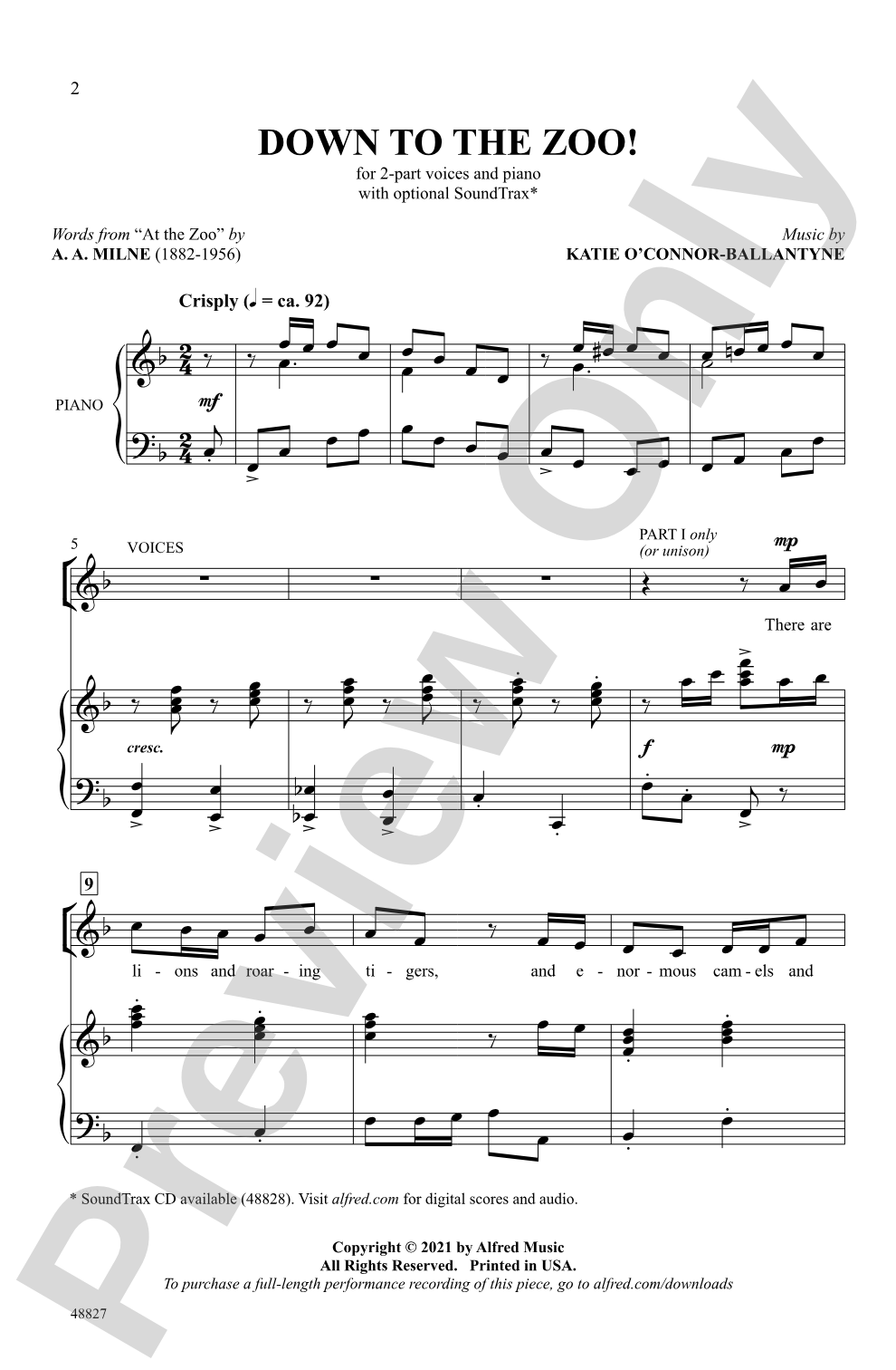 Down to the Zoo!: 2-Part Choral Octavo