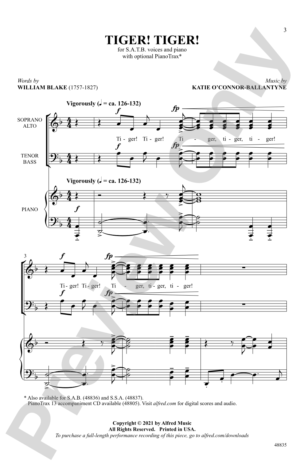Tiger! Tiger!: SATB Choral Octavo