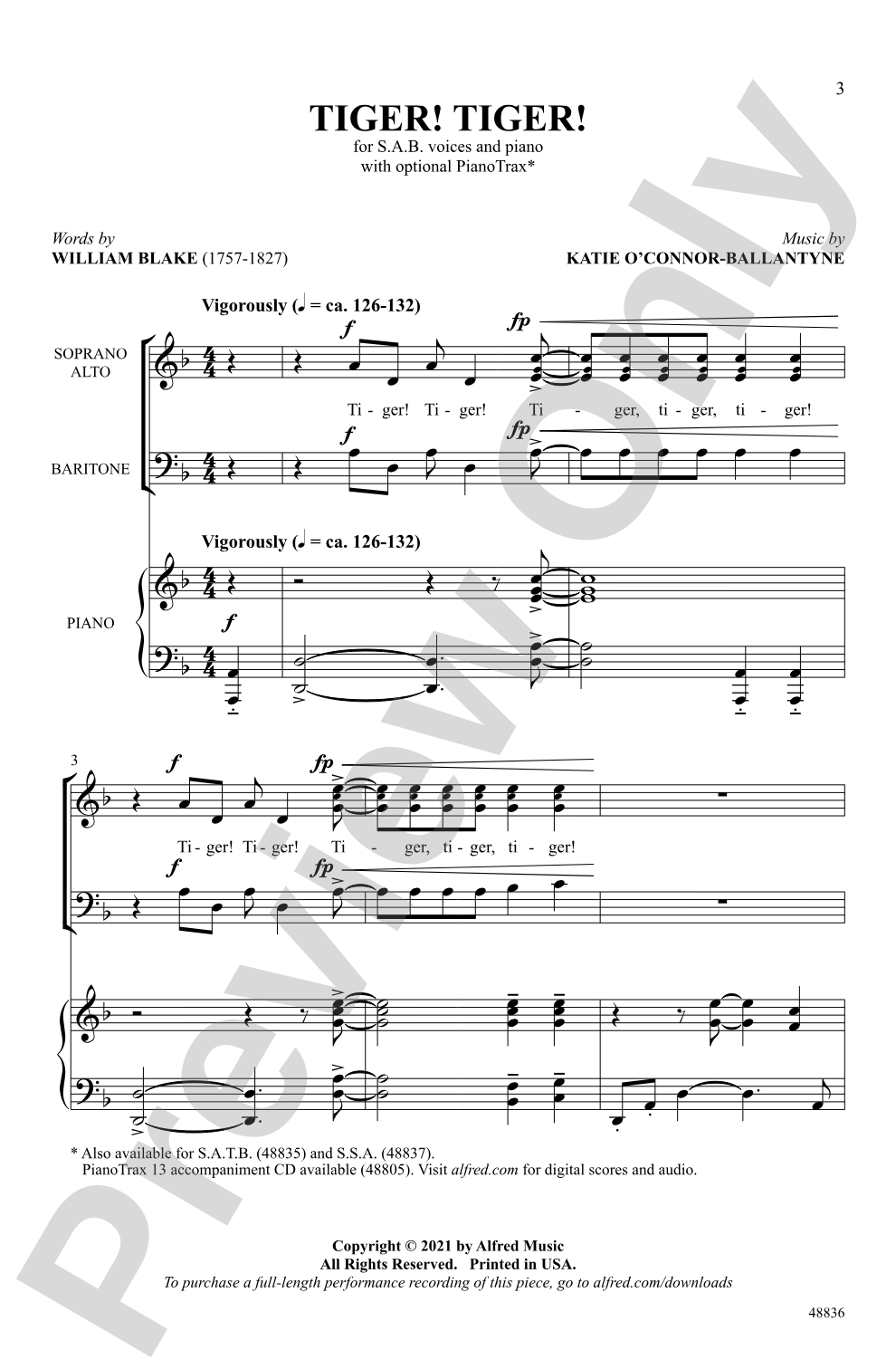 Tiger! Tiger!: SAB Choral Octavo