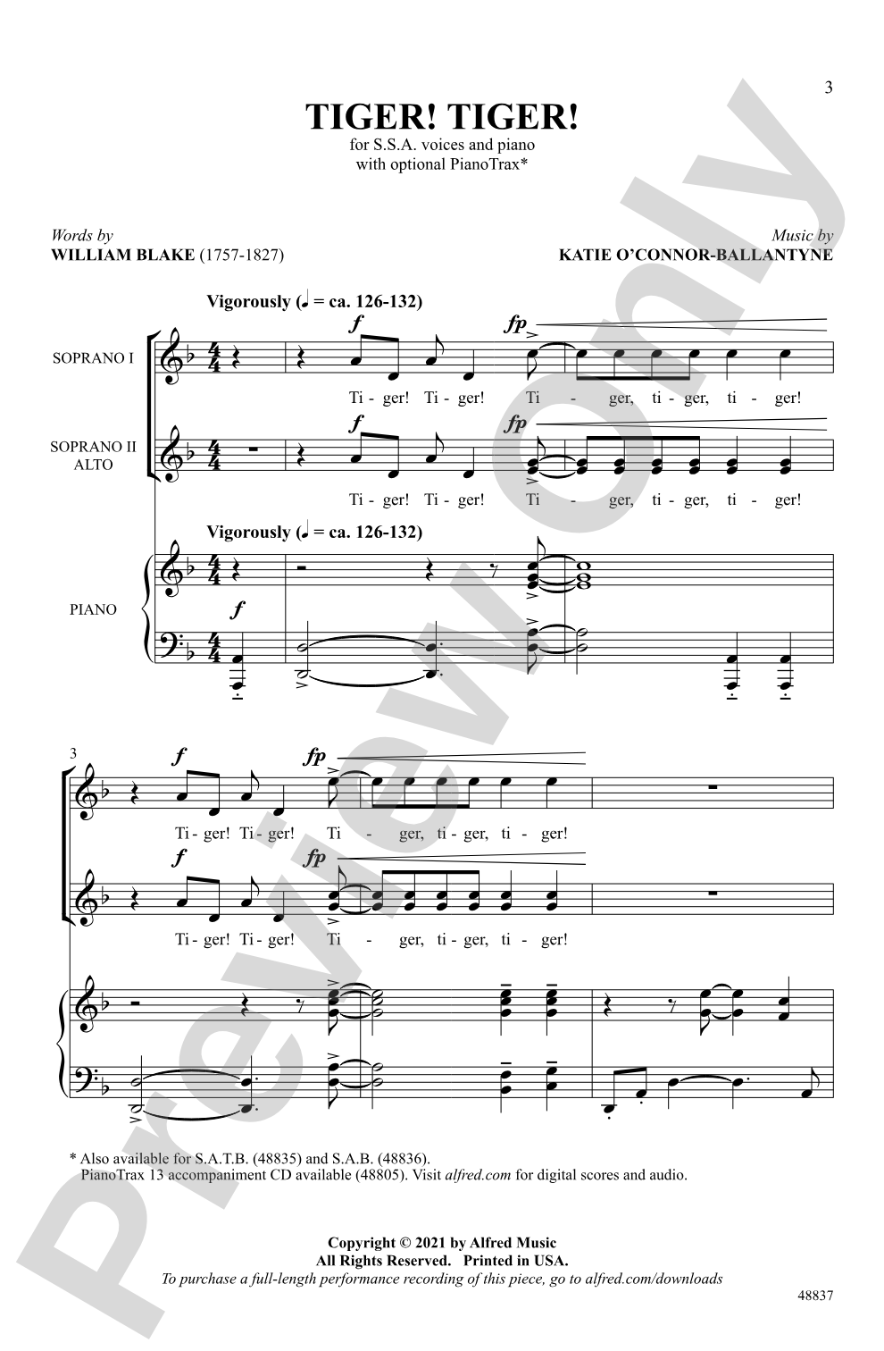 Tiger! Tiger!: SSA Choral Octavo
