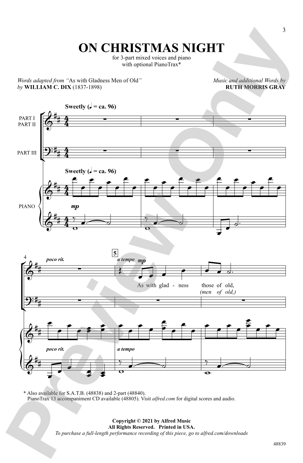 On Christmas Night: 3-Part Mixed Choral Octavo